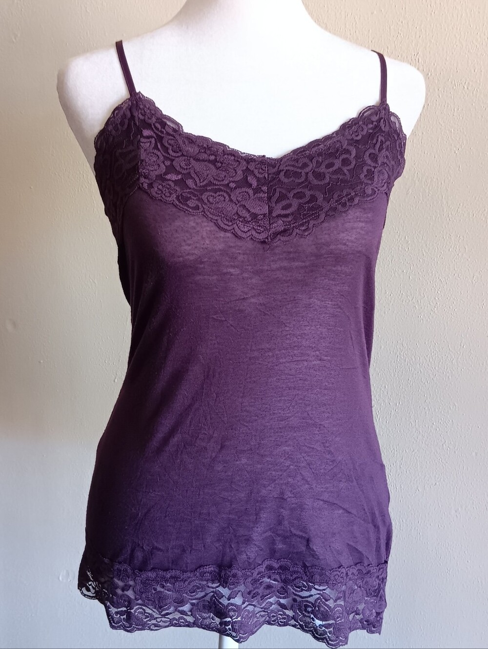 Y2K Purple Lace Trim Vanity Cami Camisole Tank Top Womens Sz. Small, Grunge